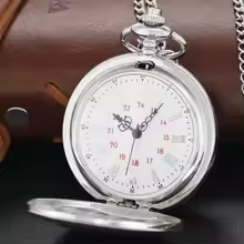 Elegant Silver Quartz Pocket Watch Everlasting Love Exquisite Necklace Pendant Fob Chain Vintage Pocket Watch Husband Gift